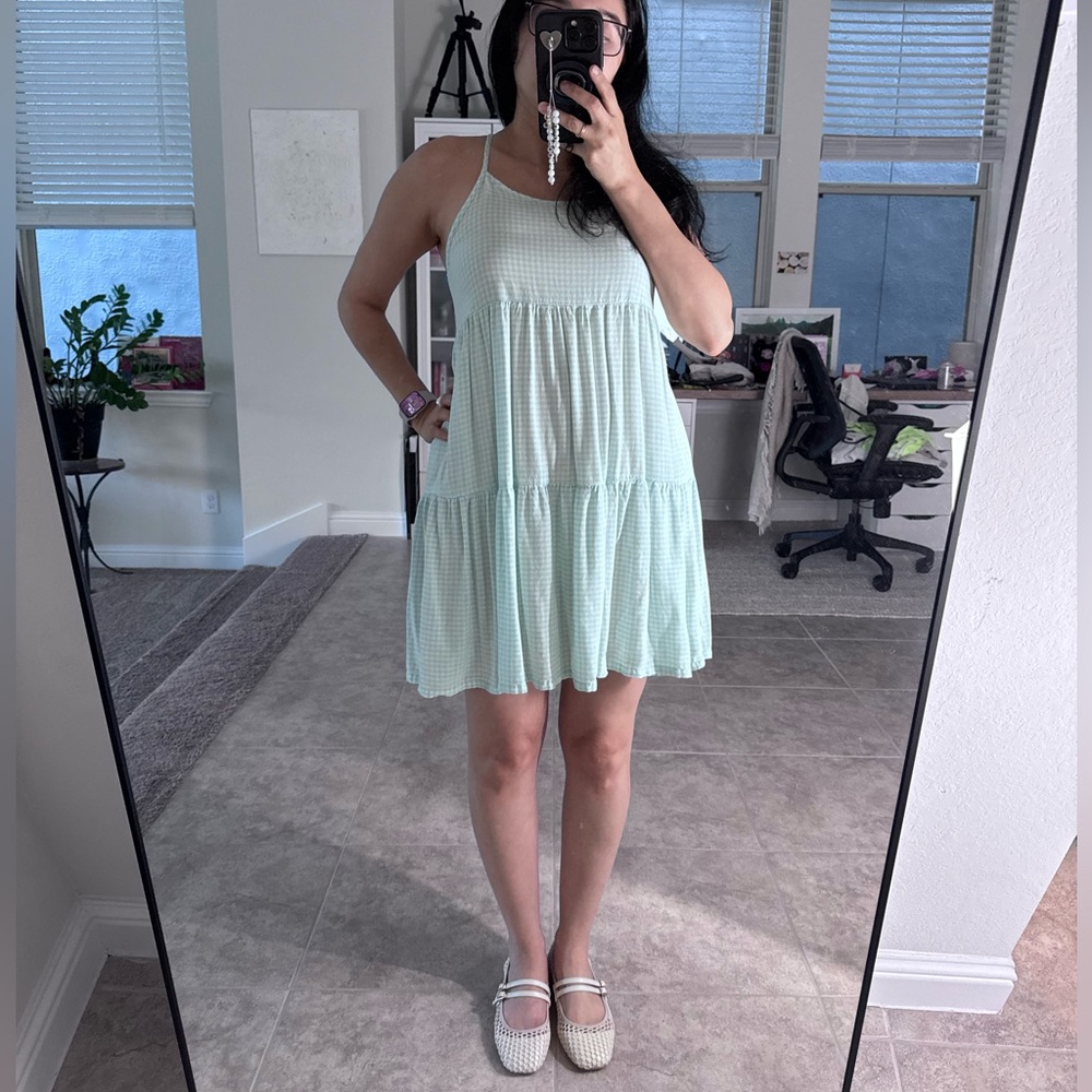 Xhilaration Green Halter Tiered Mini Dress